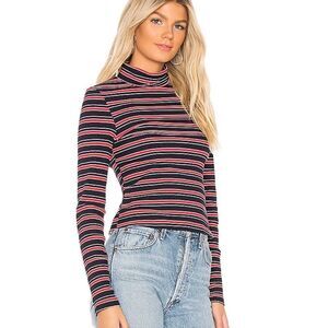Striped Long Sleeve Fitted Cotton Top by About Us